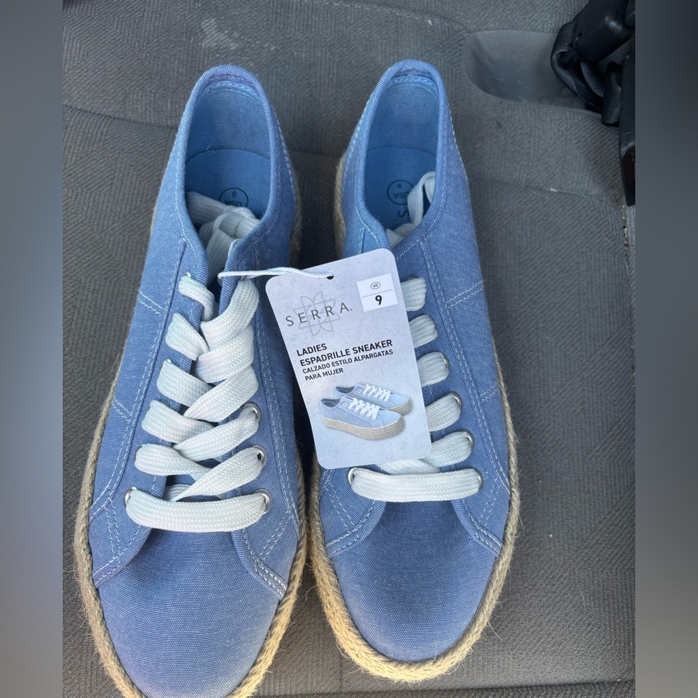 Serra Ladies Espadrille Sneakers Blue Size 9